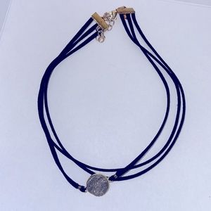 Bluish gray druzy stone triple choker